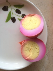 Adding beetroot to the pickling mix gives you pink pickled eggs