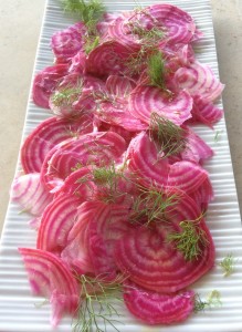 candystripe beetroot plated